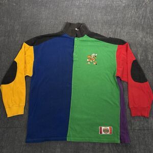 Miami Hurricanes In The Paint Colorblock Long Sleeve Polo Mens XL Vintage NCAA